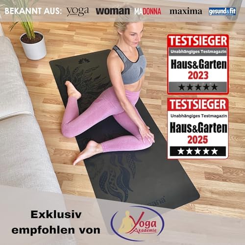 Yogamat van natuurlijk rubber | extreem antislip | ULTRA GRIP-oppervlak van ECO PU | extra breed 68 cm | inclusief draagriem | yogamat 183 x 68 cm | 4