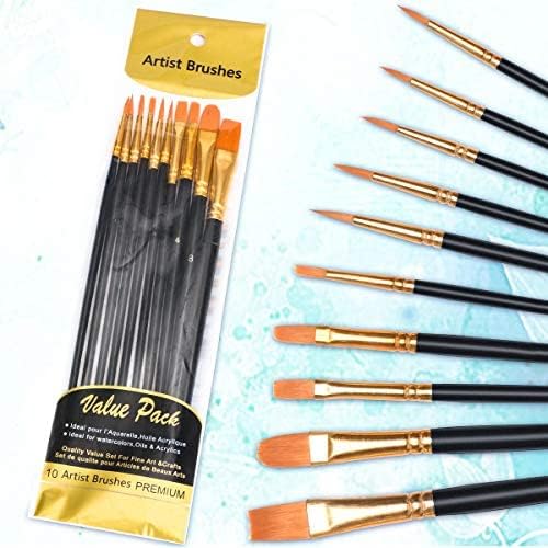 Nylonpenselen, kunstenaarspenselen, penselenset voor aquarel-, acryl- en olieverfschilderijen, perfect detailpensel voor beginners, kinderen, kunstenaars en schilders