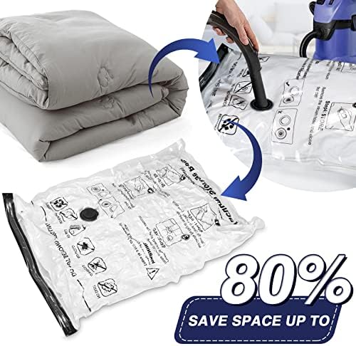 Vacuümzakken voor kleding, herbruikbare vacuümzakken voor kleding, set van 20: 4 jumbozakken (100 x 80 cm), 5 grote zakken (80 x 60 cm), 5 middelgrote zakken (70 x 50 cm)