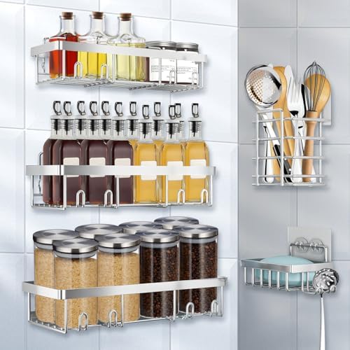 Doucherek zonder boren: roestvrij, shampoohouder, badkamerorganizer, zelfklevend, tot 15 kg, douchemand & rek voor bad en shampoo,