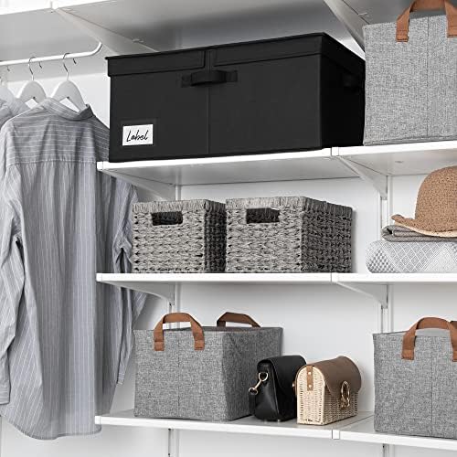 Opbergbox met stoffen deksel, 1 stuks opvouwbare opbergbox met deksel, stoffen opbergbox voor in de kast, extra groot, zwarte opbergmand met deksel voor kleding
