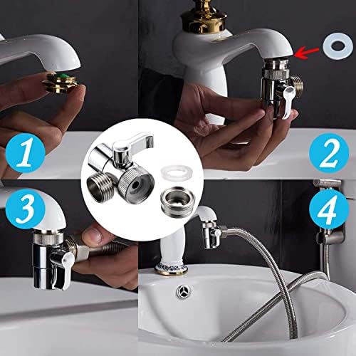 Roestvrijstalen bidet-handdouche, islamitische roestvrijstalen douche en sproeiset voor katoenen luiers met M22 x M24-aansluitingen, doucheschakelaar, omschakelklep, Ho