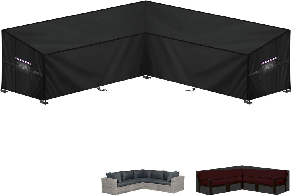 Tuinbankhoes, L-vorm, afdekzeil, tuinmeubelen, waterdicht, hoekbank, hoes voor loungeset, beschermhoes, loungebank, beschermhoes voor loungemeubelen