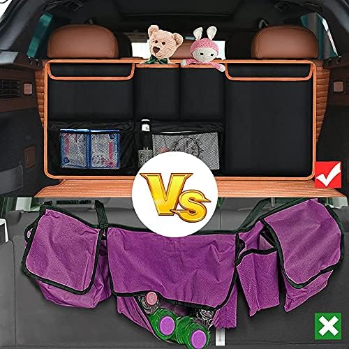 Kofferbakorganizer, 96 x 44 cm, grote opbergtas voor in de auto, kofferbaktas, waterdichte vakken, organizer voor op de autostoel met 6 vakken, verstelbare riemen en 3 bevestigingsmogelijkheden