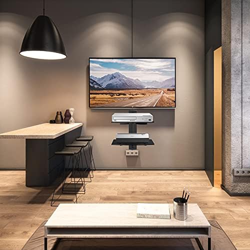 Plank, zwart, met versterkt hardglas, voor dvd-speler/kabels, luidsprekers/spelconsoles/tv-accessoires