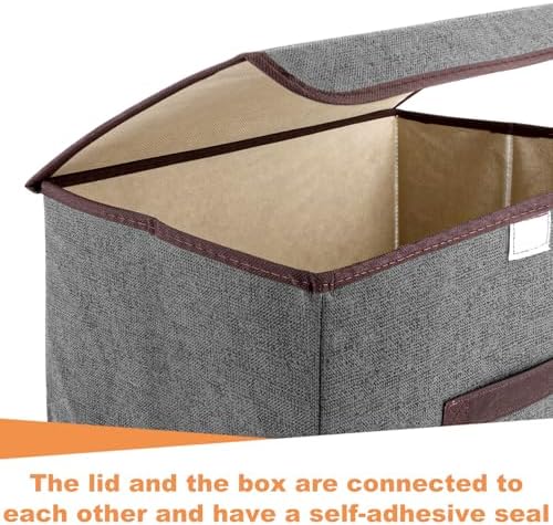 Opbergboxen van stof, 6 stuks, 36 x 23 x 24 cm, boxen met deksel, opvouwbaar, grijs voor kleding, sokken, kast, plank, kledingkast