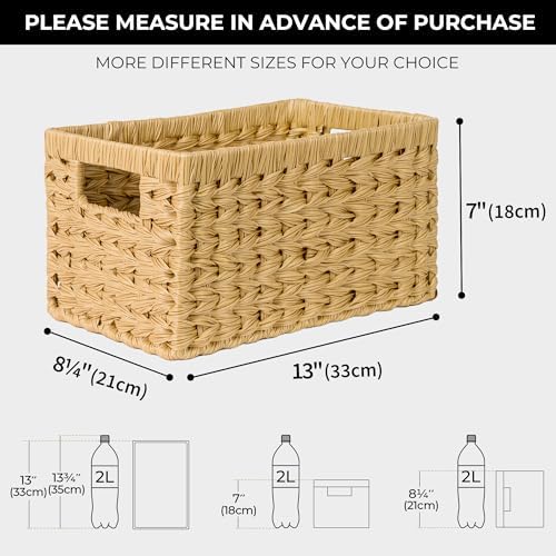 Opbergmand, set van 2, grote gevlochten mand, rieten mand voor de badkamer, mand voor planken, waterdichte manden, gevlochten plankmanden met