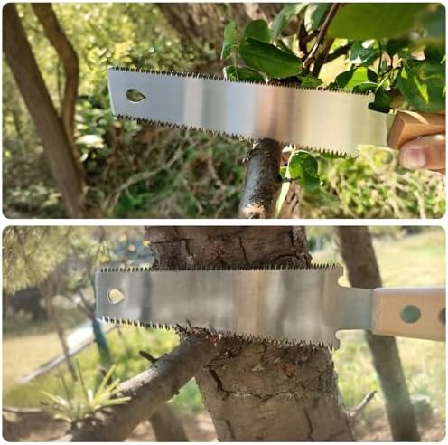Kleine handzaag, Japanse handzaag, dubbelzijdige trekzaag 12/17 TPI, licht, flexibel zaagblad, handzaag voor houtbewerking met houten handgrepen voor fijne zaagsneden