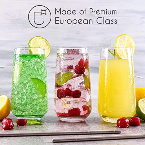 Set van 6 drinkglazen, 480 ml, 100% loodvrije longdrinkglazen, waterglazen, sapglazen, cocktailglazen, drinkglas, ijscafé-glas