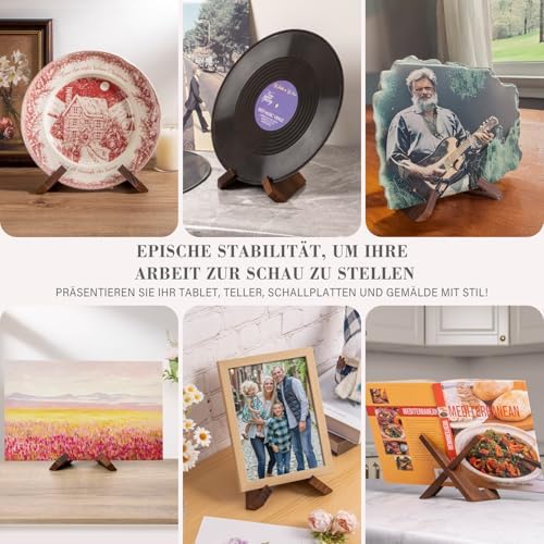 Bordhouder voor standaard – 16,6 cm bordhouder, houten bordhouder, fotolijsthouder, decoratieve tafelstandaard voor tentoonstellingen – 1-pack