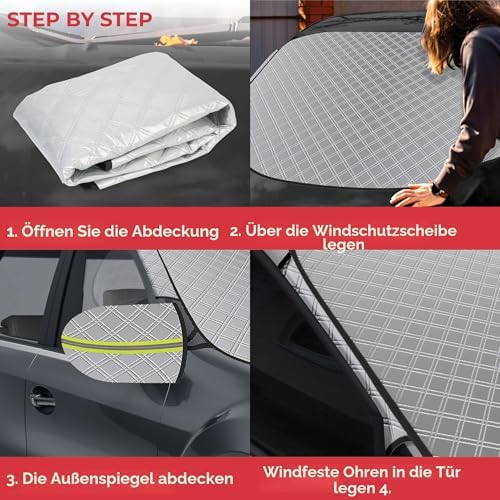 Autowindschermhoes winter – Magnetische windschermhoes groot – Opvouwbaar, extra dik en waterdicht – tegen vorst, ijs, sneeuw, zon – 153 x 127 cm