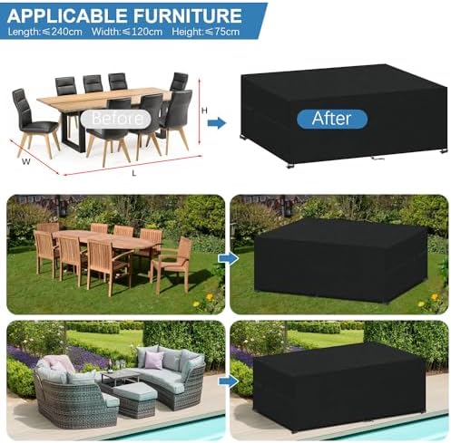 Tuinmeubelhoes, waterdichte beschermhoes, tuinmeubelzeil, winddichte 420D Oxford-tuintafelhoes voor tuinmeubelen