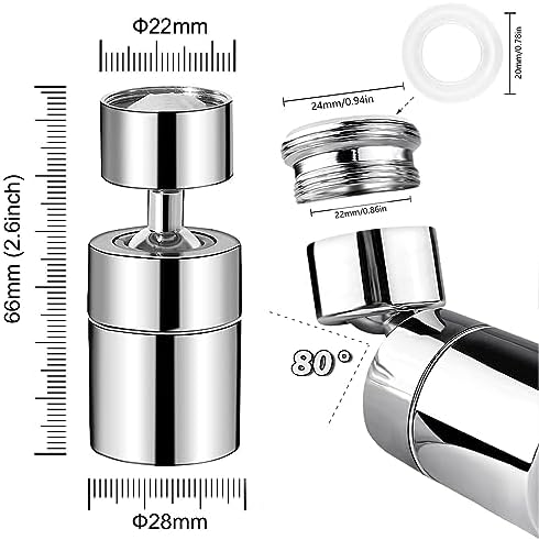 Draaibare kraanopzetstuk, 360° draaibare kraanbeluchter met dubbele functie, kraanbeluchter met 2 sproeifuncties, waterbespaarder voor kraan, douche, keuken, badkamer
