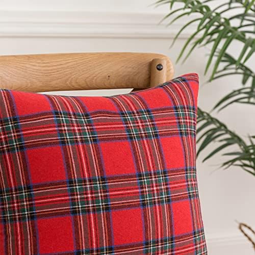 Set van 2 Schotse sierkussenhoezen, kussenhoezen met rood tartanruitpatroon en verborgen ritssluiting, voor bank, slaapkamer, woonkamer, auto, 45 x 45 cm, grote Te