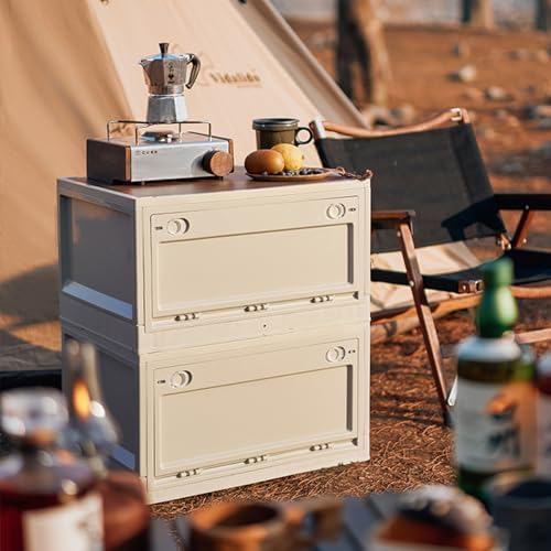 Set van 2 campingboxen 38 l kampeeraccessoires Opvouwbare opbergbox met deksel Picknickmand Opbergboxen met 4 wielen Kofferbakorganisatie Kampeerkast f