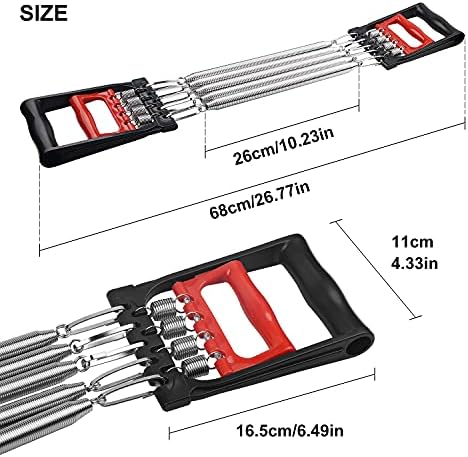 Borst-expander, verstelbaar, fitness-expander, borst-expander voor mannen en vrouwen, met 5 veer-spiertrainers, weerstandsband met afneembare stalen veren, voor borst-, arm- en krachttraining