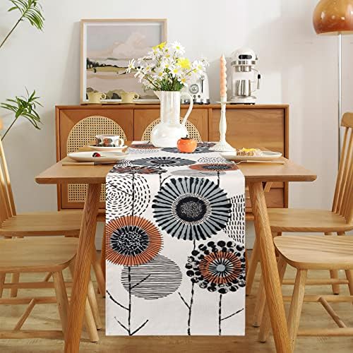 Bloemen-tafelloper, wasbare tafeldecoratie, 32 x 180 cm, lente- en zomer-tafelloper, moderne decoratieve tafeldecoratie voor eetkamer en keuken