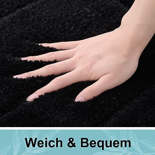 Microvezel badkamermat, antislip, wasbare badmat, zachte, waterabsorberende badmat voor de badkamer – 40 x 60 cm, zwart