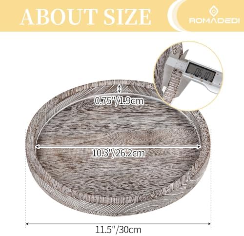 Rond houten dienblad, houten dienblad decoratie – 30 cm kaarsenplateau in landhuisstijl, decoratief dienblad, rustieke tafeldecoratie, salontafel, kandelaar