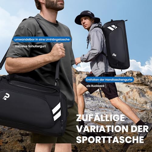 Sporttas voor dames en heren, 58 l reistas, grote sporttas met schoenenvak en natvak, trainingstas voor heren, saunatas, fitnesstas, gymtas