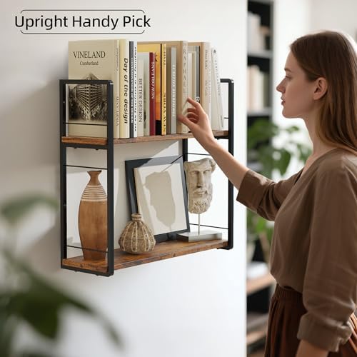 2-delige zwevende wandplanken van massief hout, 40,6 cm wandplank voor het opbergen van boeken, tafelplank, bureauplank, decoratie