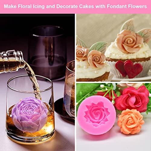 4-delige 3D-siliconen bloemenvorm, siliconen bloemenvormen voor zeep, fondant, kaarsen, snoep, chocolade, taartdecoratie