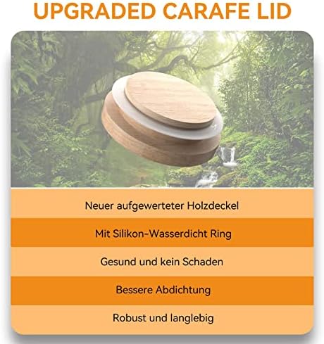 Set van 4 glazen karaffen, 1 liter, waterkaraf met deksel, dikker en steviger waterglas, glazen kan voor dranken, glazen fles, wijnkaraf, karaf S