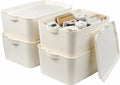 Set van 4 opbergdozen met deksel, 15 l kunststof (PP) opbergdoos, stapelbare kunststofdoos voor keuken, badkamer, slaapkamer, kleedkamer, kantoor, stevig