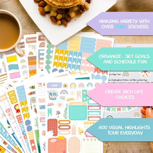 24 vellen/1700+ planner-stickers voor maandplanners, maandplanners, stickers, bullet journal, stickers, scrapbooking-stickers, kalenderaccessoires,