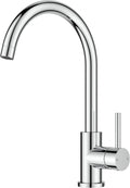 Keukenkraan, mengkraan, roestvrij staal, 360° draaibaar, eengreeps warmwater- en keukenkraan, roestvrij staal, uitloophoogte 238 mm, gepolijst chroom, hoog