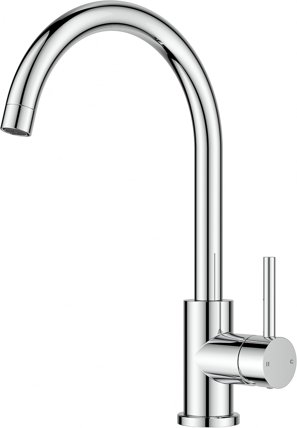 Keukenkraan, mengkraan, roestvrij staal, 360° draaibaar, eengreeps warmwater- en keukenkraan, roestvrij staal, uitloophoogte 238 mm, gepolijst chroom, hoog