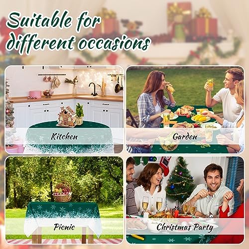 Kersttafelkleed, waterafstotend, wasbaar, sneeuwvlokken, vlekbestendig, voor keuken, eetkamer, kerstversiering, tafellinnen, C
