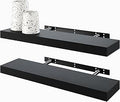Zwevende plank, wandplank, decoratieve wandplank, set van 2, 60 cm wanddecoratie voor badkamer, keuken, woonkamer en slaapkamer (zwart)