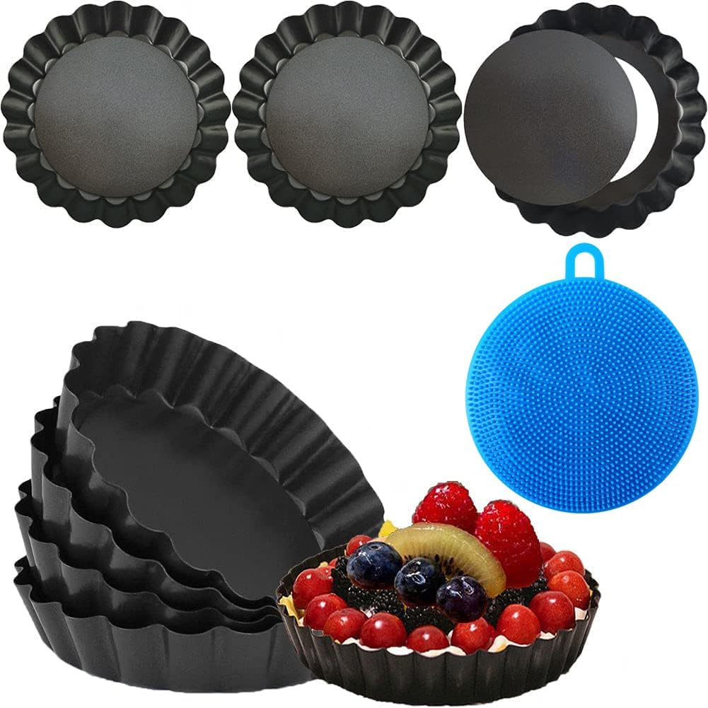 Taartvormpjes met verwijderbare bodem, 10 cm x 8 stuks, mini-taartvormpjes, taartvormpjes, quichebodem, fruittaartvorm, taartbakvorm