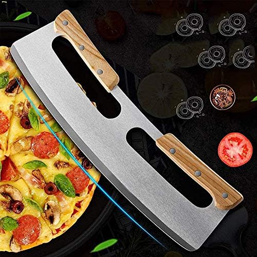 Pizzames, pizzasnijder, roestvrij staal 35 cm met houten handvat, beschermhoes, snel en gelijkmatig snijden, professioneel pizzames