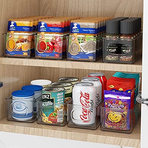 Koelkast-organizerset, 8-delig, stapelbare opbergdozen, kleine koelkastdozen met handvat, transparante bakjes voor keuken, kasten, vriezer, voorraadkast – BPA-vrij
