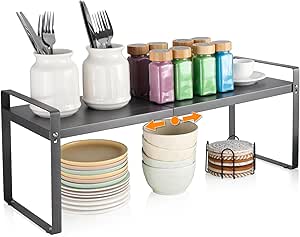 Keukenkastrek, (37–62 cm) verstelbare & uitbreidbare keukenorganizer, inzetrek voor keukenkast, stabiel kastrek voor kruiden,