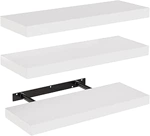 Wandplank, witte wandplanken 40 cm, set van 3 zwevende planken wit, moderne decoratieve planken met strakke afwerking voor slaapkamer, keuken, bureau