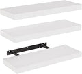 Wandplank, witte wandplanken 40 cm, set van 3 zwevende planken wit, moderne decoratieve planken met strakke afwerking voor slaapkamer, keuken, bureau