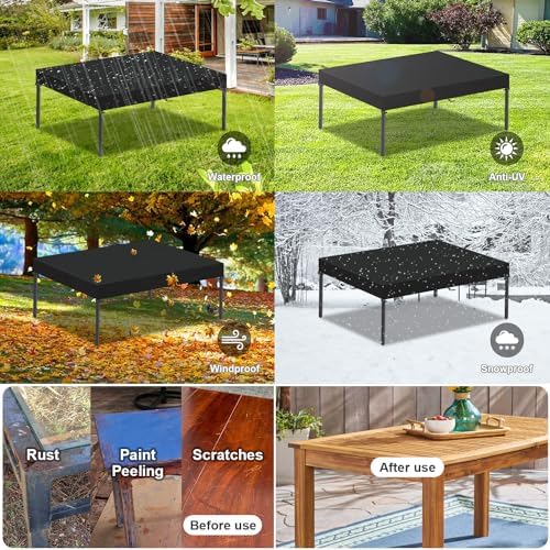 Tuintafelhoes voor tafelblad, tuinmeubelhoes, waterdichte beschermhoes voor tafelblad, zeil, tuintafelhoes, tafelkleed voor tuin