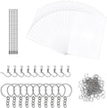 Set met 145 krimpfolie-sleutelhangers, 20 stuks krimpfolie voor knutselwerk, krimpfolieset met open lus, sleutelring, parelketting en oorhaakjes, krimpfolie