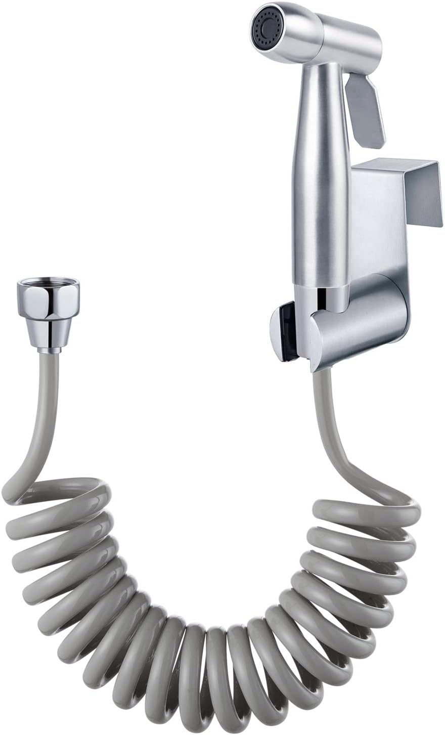 Douche, toilet, badkamerbidet voor bidetkranen, toilet met 150 cm lange, flexibele telescopische doucheslang en houder, douchekop van roestvrij staal, N