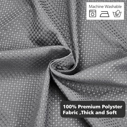 Douchegordijn, wasbaar, textiel, polyesterweefsel, douchegordijn met 12 metalen ringen, waterdicht, voor douche en bad, 180 x 200 cm, wafelpatroon