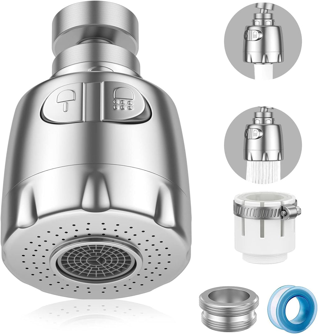 Kraanbeluchter, 360 graden draaibare zwenkkop, waterbesparende zeefbeluchter, kraanopzetstuk, mengmondstuk met dubbele functie, geschikt voor de keuken, 22 mm