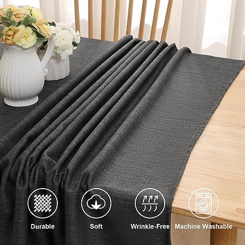 Tafelkleed in linnenlook, wasbaar, lotuseffect, vierkant, 140 x 140 cm, linnen doek, waterafstotend, vlekbestendig, donkergrijs