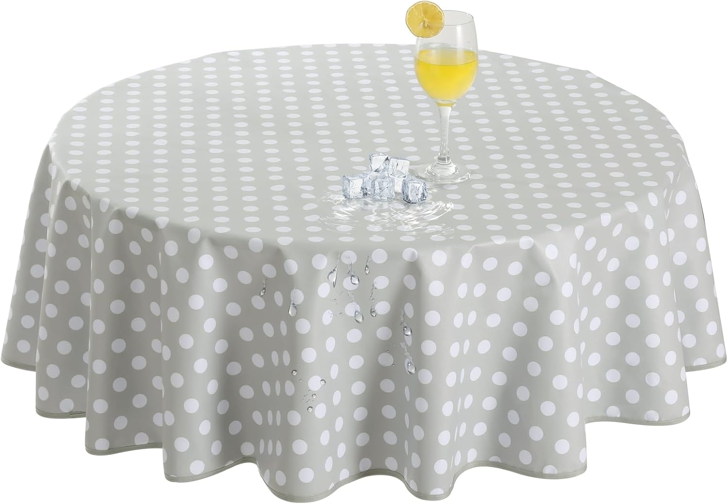 Klein tafelkleed van tafelzeil, tafelkleed voor buiten, rond, 80 cm, tafelkleden voor buiten van grijs PVC, weerbestendig en waterdicht, tuintafel, restaurant, tuin,