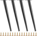 Set van 4 schuine, kegelvormige tafelpoten, 40 cm, stalen meubelpoten met krasbestendige dopjes voor salontafels/nachtkastjes/kasten/stoelen