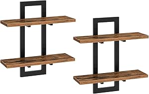 Wandplanken, 2-delige wandplank, zwevende plank 2-delige set, hangende badkamerplanken, 38 cm wandplanken, voor woonkamer, slaapkamer, keuken, Vi