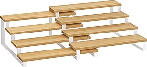 Kruidenrekken, staande keukenrekken, keukenorganizers, set van 2, houtcomposiet, elk met 4 legplanken, uittrekbaar, stapelbaar, voor voorraadkast, werkblad, na