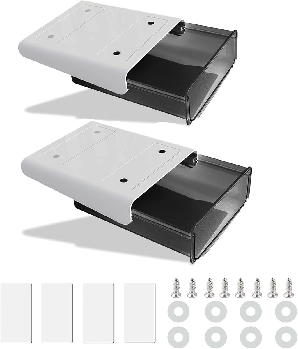 Zelfklevende lade onder het bureau, set van 2 creatieve bureaustickers, verborgen onderbouwlade met schroeven, bureau-organizer voor thuis en op kantoor (zwart)
